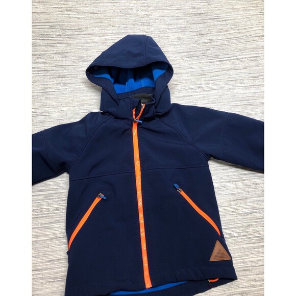 H&M softshell jacket w removable hood blue outdoors boys size 4-5 - Picture 6 of 6